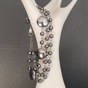 Premier Designs metallic gray beaded bracelet